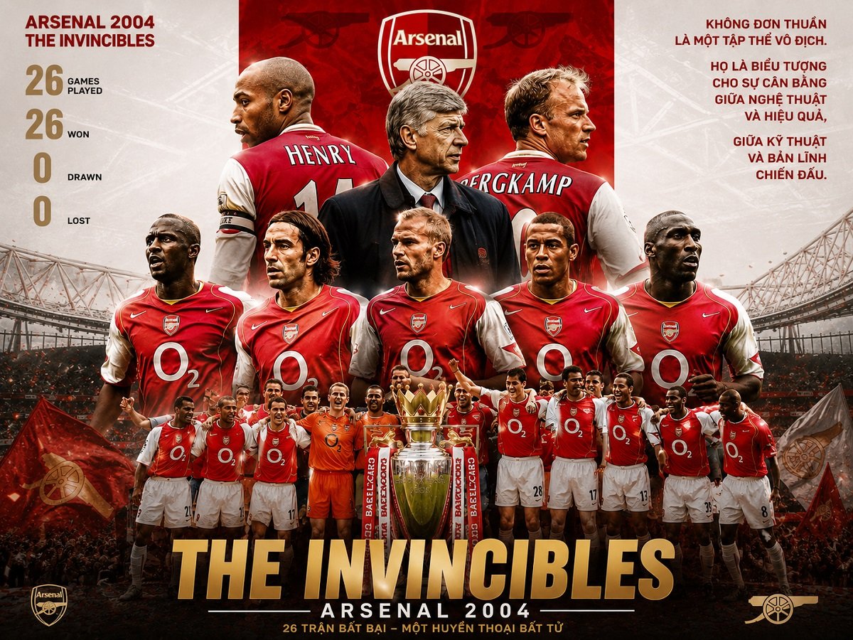 Đội hình Arsenal 2004 vẫn được xem là chuẩn mực của sự hoàn hảo tại Ngoại hạng Anh