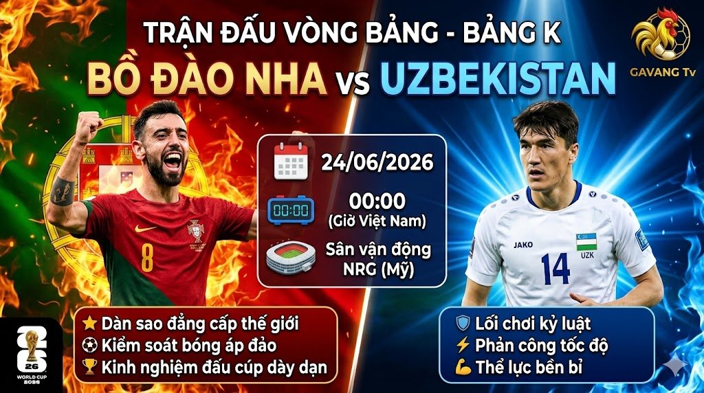 Nhận định trực tiếp trận đấu Bồ Đào Nha vs Uzbekistan tại bảng K World Cup 2026.