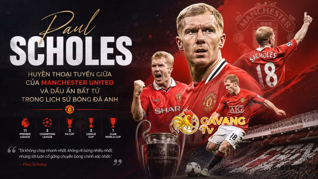 Paul Scholes – Huyền thoại tuyến giữa của Manchester United và dấu ấn bất tử trong lịch sử bóng đá Anh