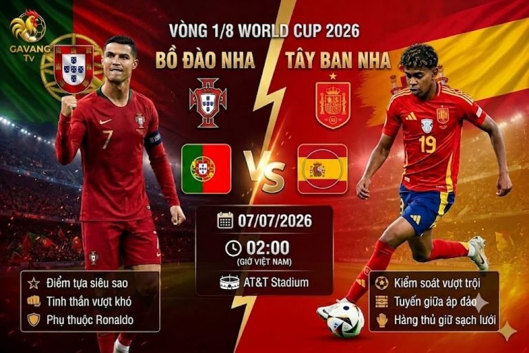 Nhận định Bồ Đào Nha vs Tây Ban Nha vòng 1/8 World Cup 2026 chi tiết trên Gavang TV.